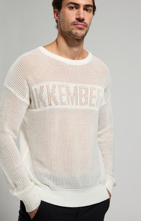 Men's perforated pullover, MARSHMALLOW, hi-res-1