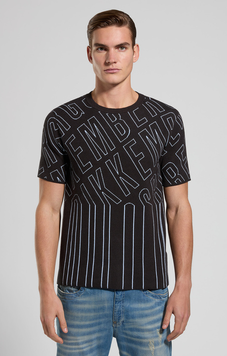 Maglia uomo pattern jacquard, PIRATE BLACK/SILVERLAKE BLUE, hi-res-1