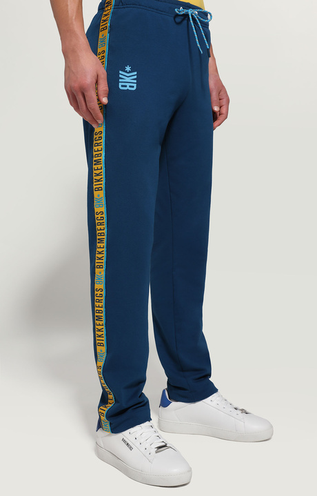Men's joggers with jacquard tape, TURQUOISE, hi-res-1