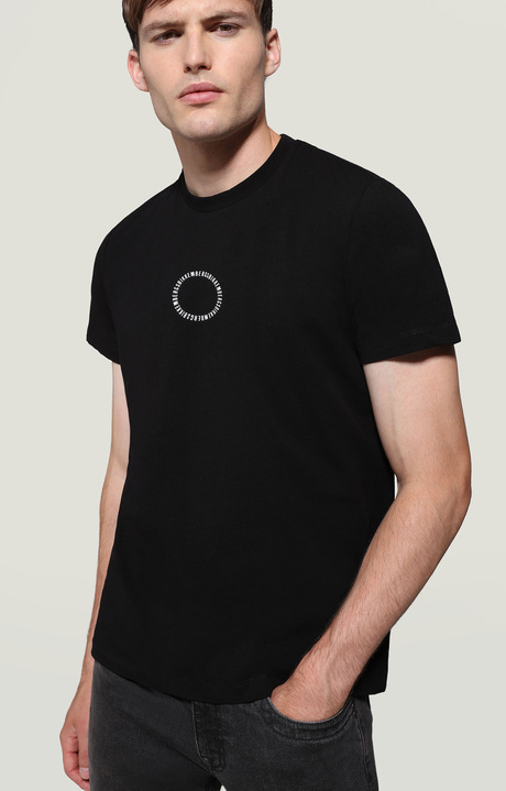 Men's T-shirt with printed front/back, BLACK, hi-res-1