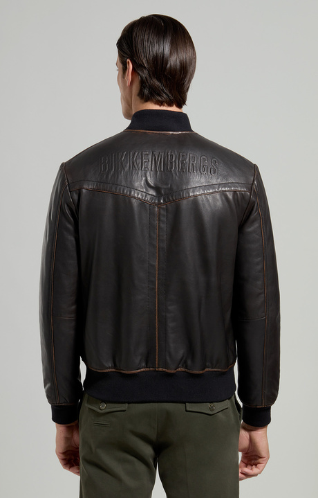 Men's leather bomber, BLACK, hi-res-1