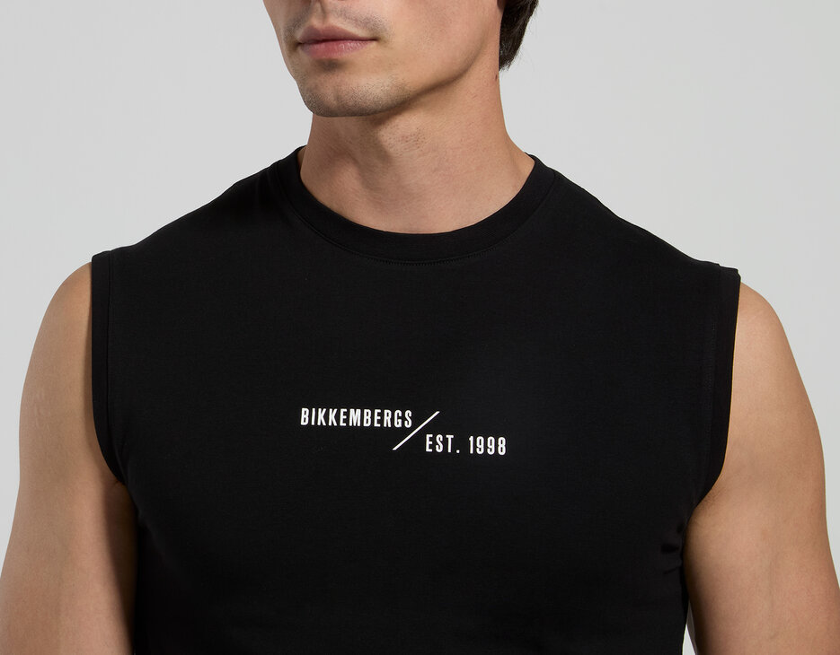 Men's stretch cotton tank top, BLACK, hi-res-1