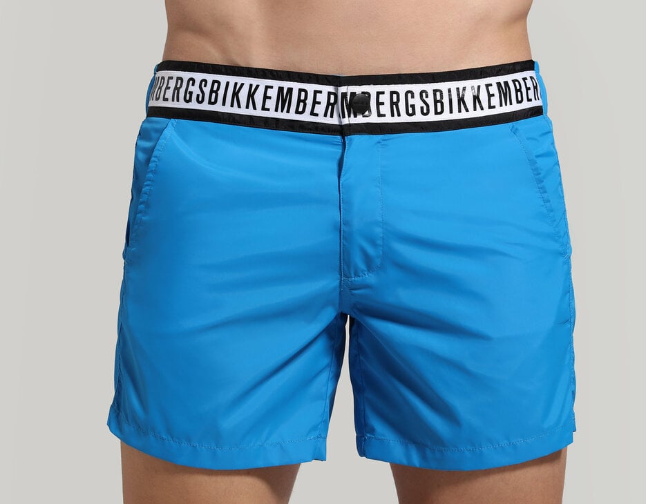 Men's swim shorts with tape, BLUE Men's swim shorts with tape, BLUE, hi-res-1