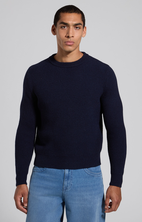 Men's blue ribbed-knit sweater, BLACK IRIS, hi-res-1