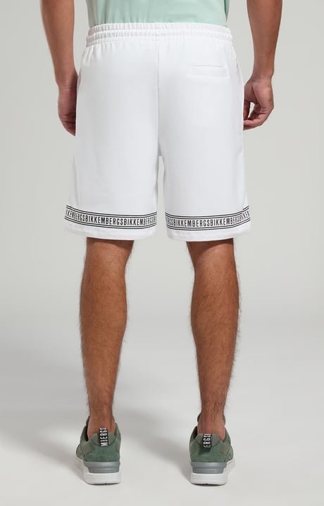 Men's shorts with tape, WHITE, hi-res-1