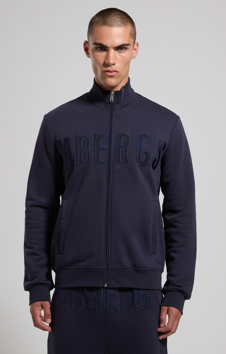 Men's embroidered sweatshirt, BLACK IRIS, hi-res-1