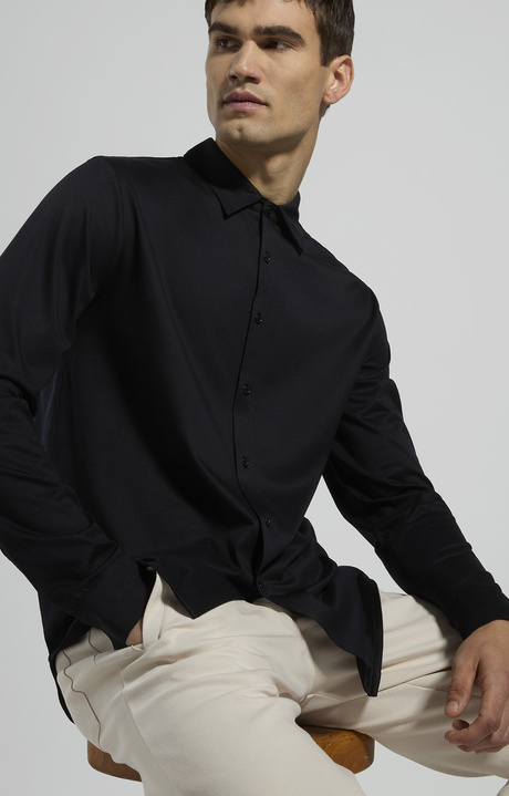 Camicia uomo slim fit, BLACK, hi-res-1