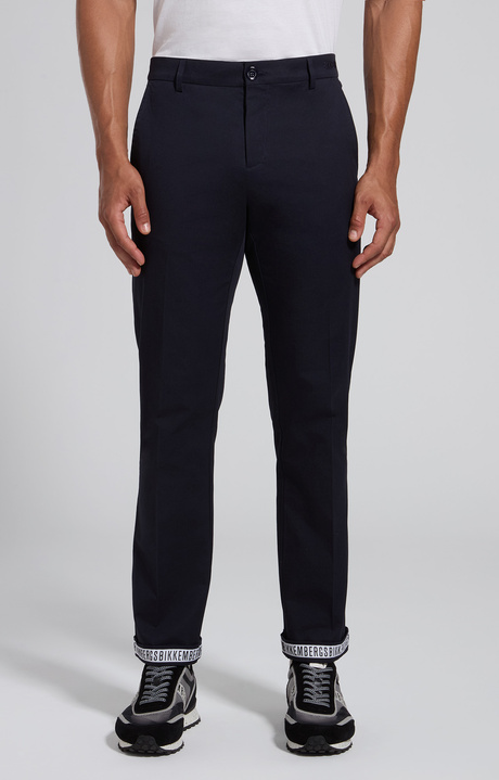 Men's blue cotton pants with embroidered logo, BLACK IRIS, hi-res-1