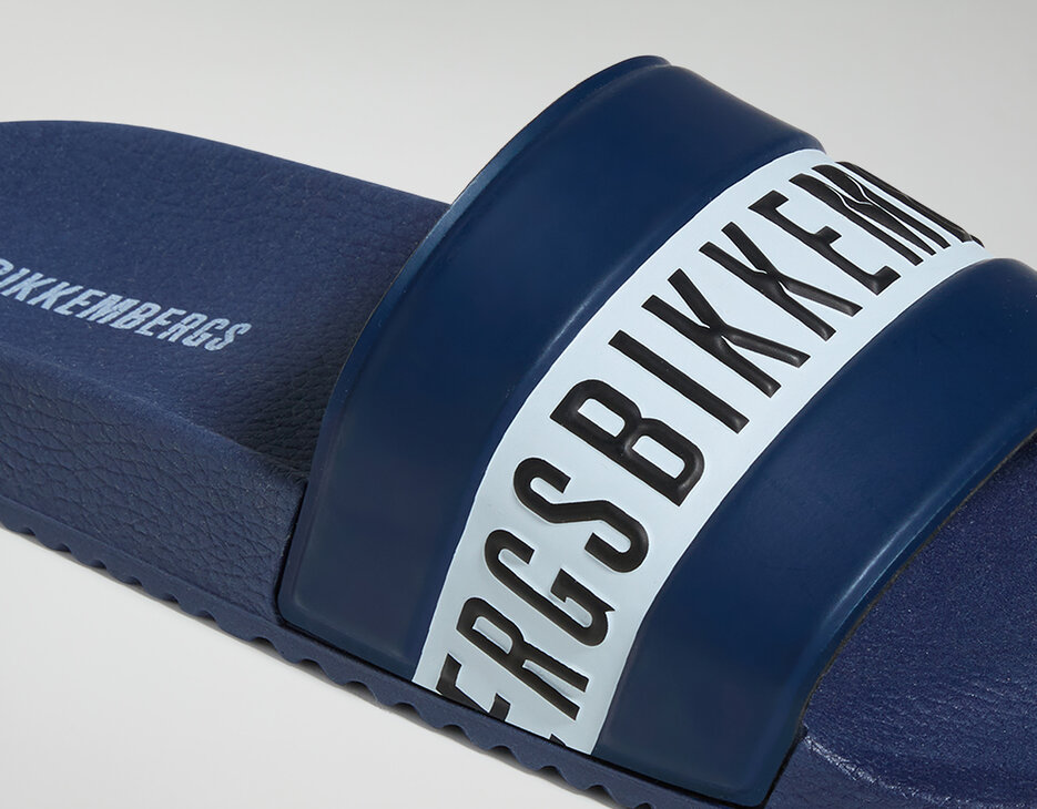 Men's rubber sliders - Pool, NAVY/WHITE, hi-res-1