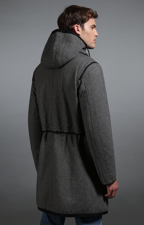 Men's grey wool coat with black details, GREY, hi-res-1