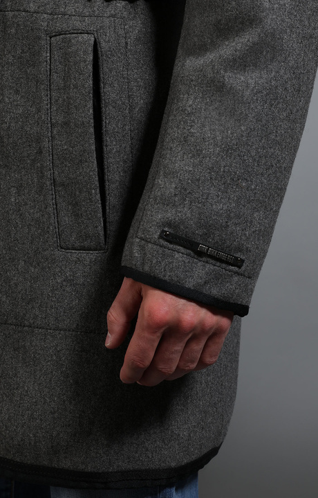 Men's grey wool coat with black details, GREY, hi-res-1