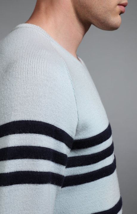 Men's pale blue and navy striped sweater, LIGHT BLUE, hi-res-1