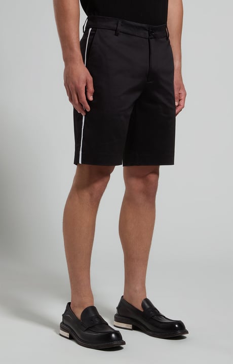 Stretch cotton men's shorts, BLACK Stretch cotton men's shorts, BLACK, hi-res-1