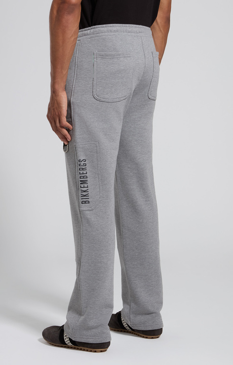 Men's grey cotton cargo sweatpants, GREY MELANGE MID/LIGH, hi-res-1