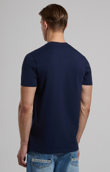 Slim fit men’s T-shirt with deconstructed logo, BLACK IRIS, hi-res-1