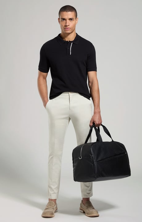 Men's polo shirt in mercerized cotton , BLACK, hi-res-1