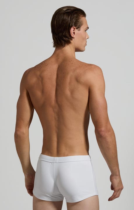 Men's swim trunks - fitted, WHITE Men's swim trunks - fitted, WHITE, hi-res-1