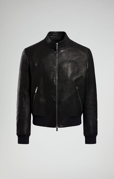 Nappa leather men's bomber , BLACK, hi-res-1