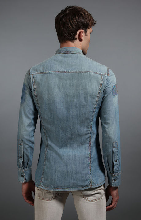 Men's washed denim shirt, DENIM Men's washed denim shirt, DENIM, hi-res-1