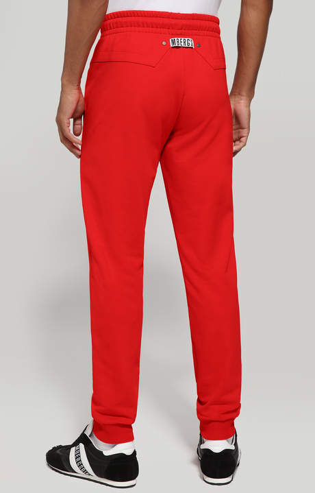 Men's fleece joggers with tape, RED, hi-res-1