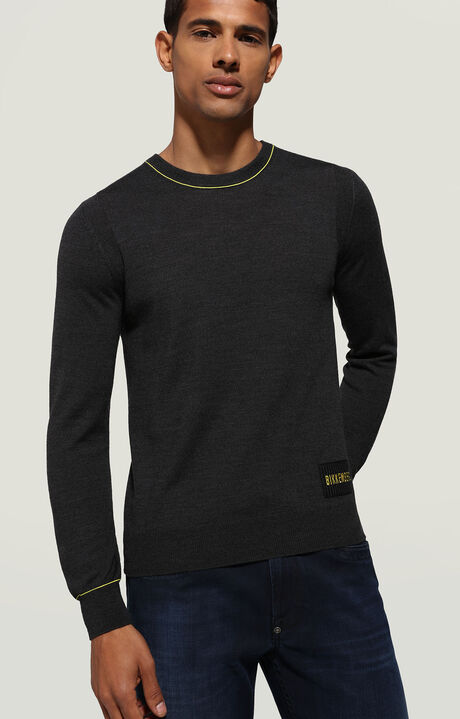 Men's sweater blended wool, DARK GREY MELANGE, hi-res-1