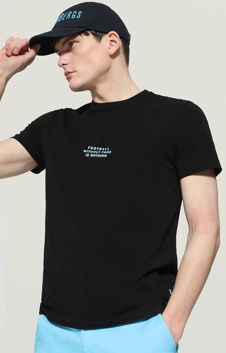 bikkembergs Men's Black T-shirt with print on front and back