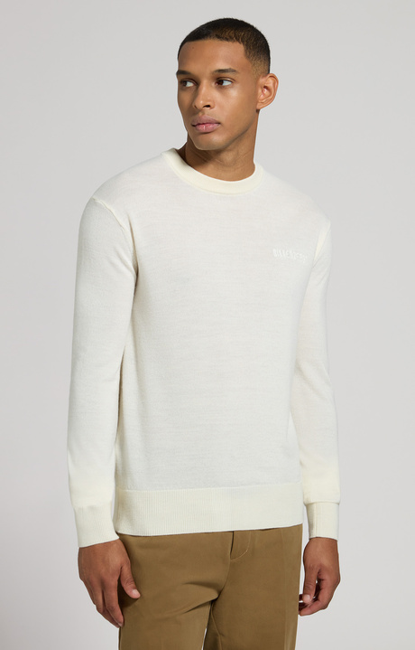 Men's slim fit wool pullover, NATURAL WHITE, hi-res-1