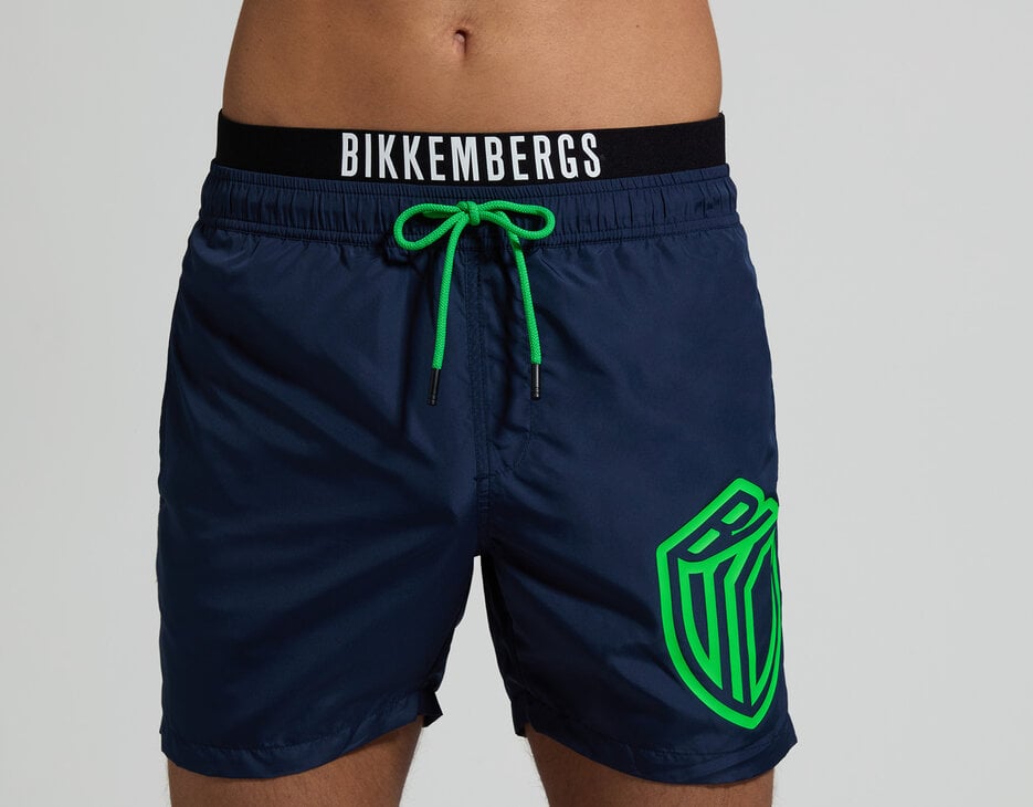 Men's layered swim trunks, NAVY Men's layered swim trunks, NAVY, hi-res-1