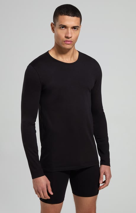 Men's long-sleeve undershirt, BLACK Men's long-sleeve undershirt, BLACK, hi-res-1