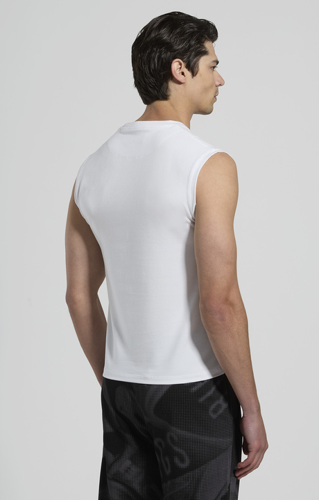 Men's stretch cotton tank top, WHITE, hi-res-1
