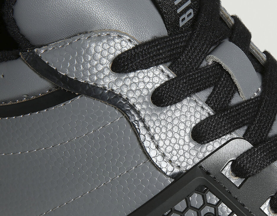 Scoby men's leather basketball sneakers, STEEL GREY/BLACK, hi-res-1