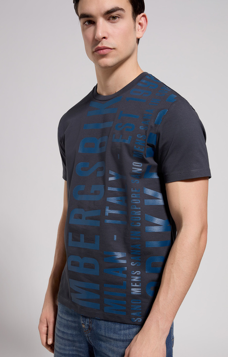 Men's slim fit maxi print T-shirt, BLUE GRAPHITE, hi-res-1