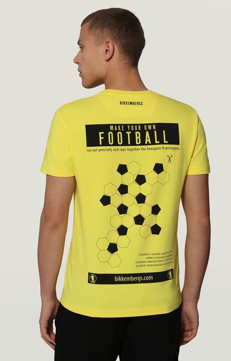 Men's T-shirt with hexagon print, YELLOW Men's T-shirt with hexagon print, YELLOW, hi-res-1