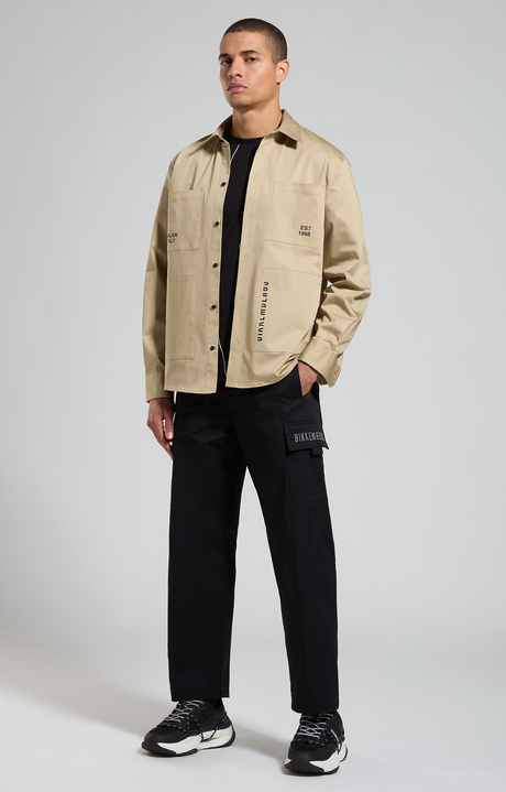 Gabardine men's shirt, OLIVE GREY, hi-res-1