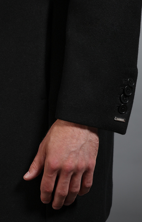 Men's black wool coat, BLACK, hi-res-1