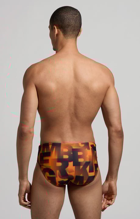 Men's camouflage print swim briefs, ORANGE Men's camouflage print swim briefs, ORANGE, hi-res-1