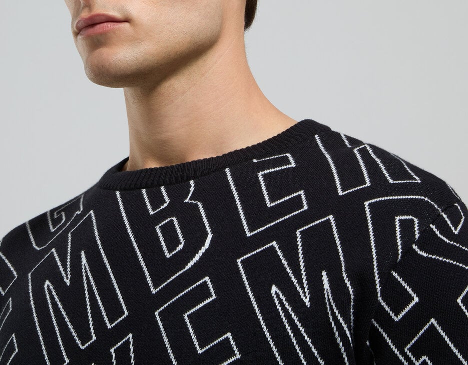 Men's jacquard knit pullover, BLACK Men's jacquard knit pullover, BLACK, hi-res-1