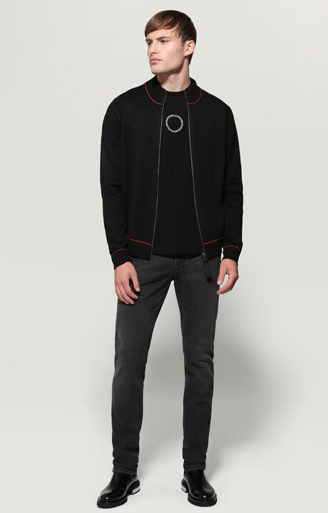 Men's knit jacket with zipper, BLACK, hi-res-1
