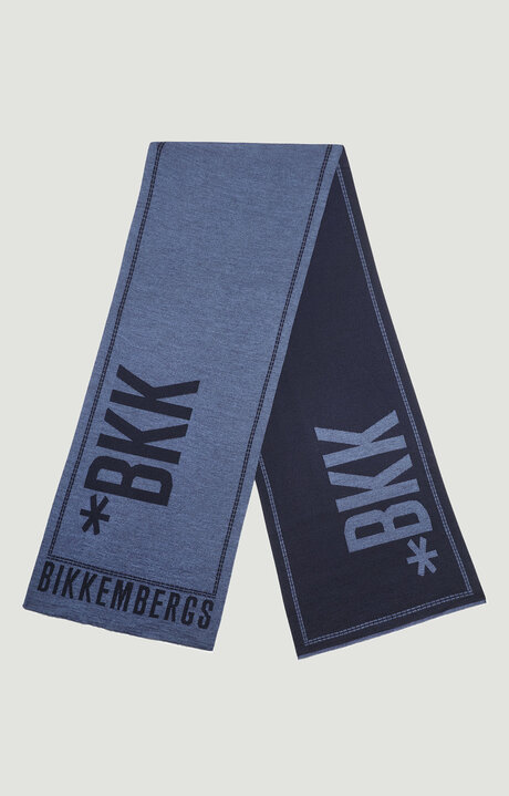 bikkembergs Blue Scarf with contrast logo 35x180 cm