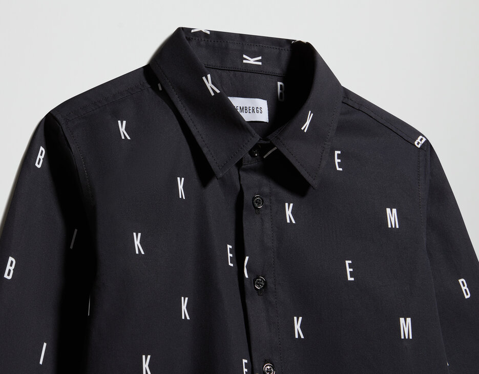 Junior's shirt with all-over logo, BLACK, hi-res-1