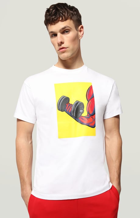 Men's T-shirt with Weightlifting print, OPTICAL WHITE Men's T-shirt with Weightlifting print, OPTICAL WHITE, hi-res-1