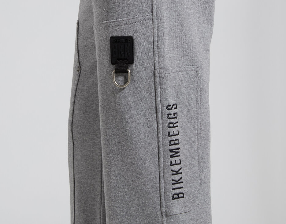 Men's grey cotton cargo sweatpants, GREY MELANGE MID/LIGH, hi-res-1