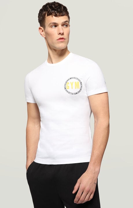 bikkembergs Men's White T-shirt with Gym print