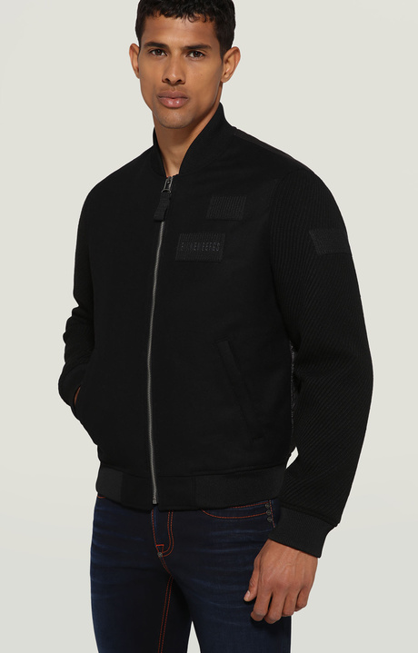 Men's bomber jacket with quilted back, BLACK, hi-res-1