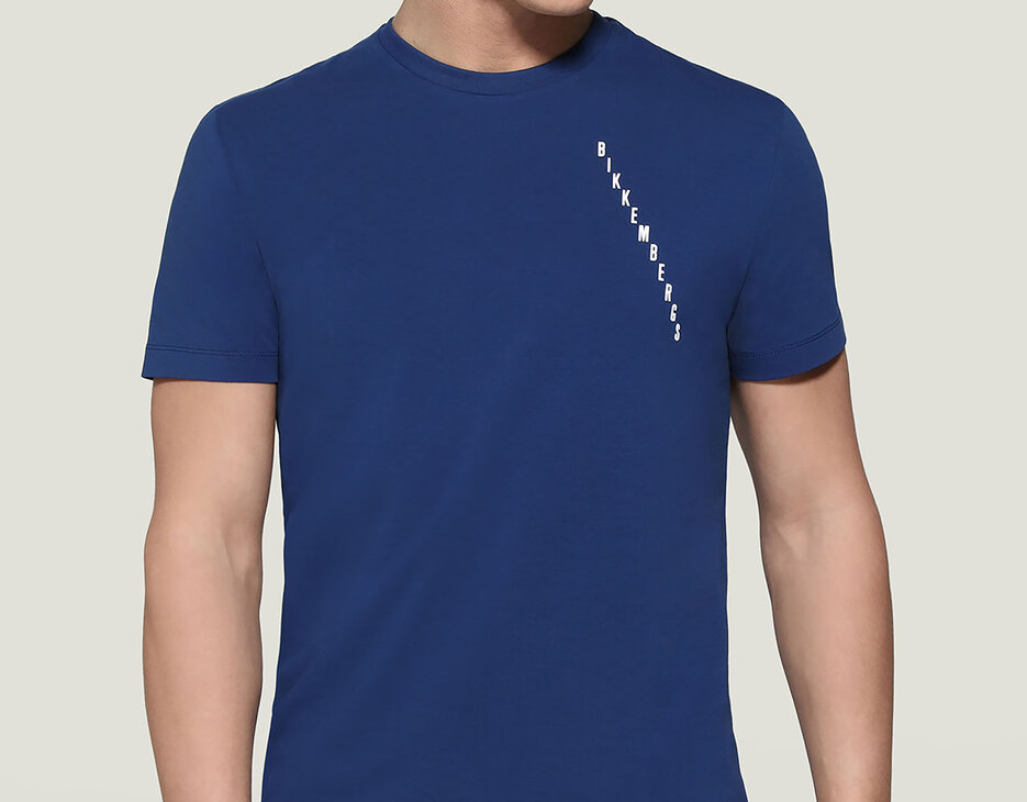 Men's T-shirt with print on back, BLUE Men's T-shirt with print on back, BLUE, hi-res-1