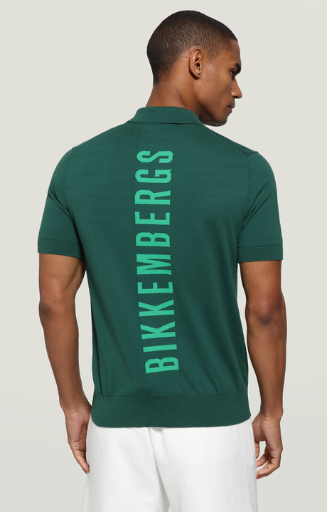 Men's polo shirt - jacquard knit, GREEN, hi-res-1