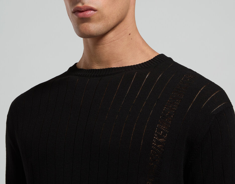 Men's ribbed knit pullover, BLACK Men's ribbed knit pullover, BLACK, hi-res-1