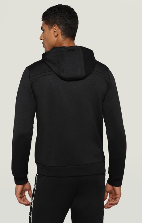 Men's hoodie sweatshirt with zipper, BLACK, hi-res-1