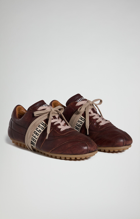 Women's Soccer W distressed leather sneakers, BROWN, hi-res-1