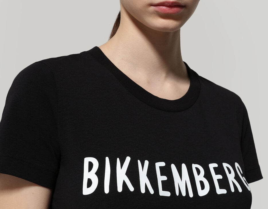 Women's T-shirt with contrast logo, BLACK Women's T-shirt with contrast logo, BLACK, hi-res-1